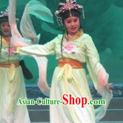 Chinese Ping Opera Xiaodan Apparels Costumes and Headpieces Legend of Love Traditional Pingju Opera Young Lady Goddess Dress Garment