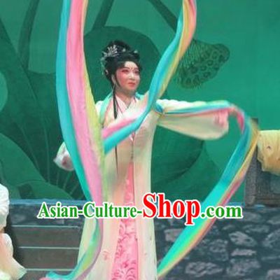 Chinese Ping Opera Young Lady Apparels Costumes and Headpieces Legend of Love Traditional Pingju Opera Dress Diva Goddess Garment