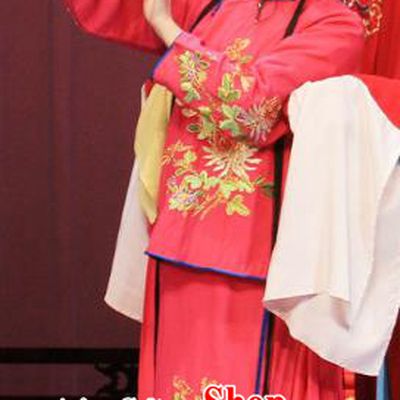 Chinese Ping Opera Xiaodan Apparels Costumes and Headpieces Linjiang Post Traditional Pingju Opera Young Lady Rosy Dress Garment