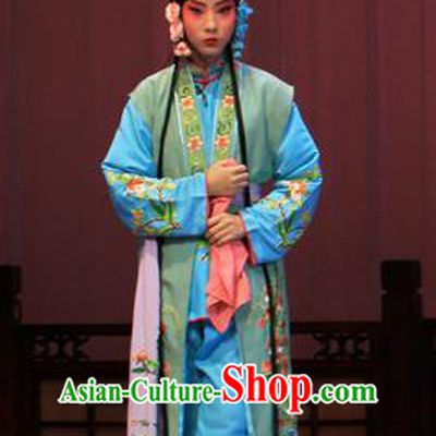 Chinese Ping Opera Maidservant Apparels Costumes and Headpieces Linjiang Post Traditional Pingju Opera Xiaodan Dress Garment