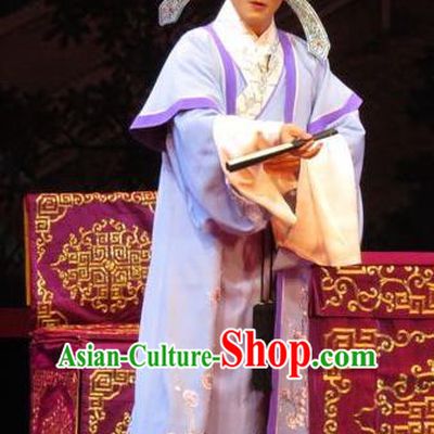 The Five Female Worshipers Chinese Ping Opera Xiaosheng Costumes and Headwear Pingju Opera Apparels Young Male Scholar Embroidered Clothing
