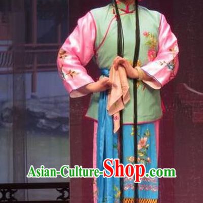 Chinese Ping Opera Servant Girl Apparels Costumes and Headpieces Remember Back to the Cup Traditional Pingju Opera Dress Young Lady Garment