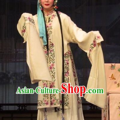 Chinese Ping Opera Huadan Apparels Costumes and Headpieces Remember Back to the Cup Traditional Pingju Opera Actress White Dress Garment