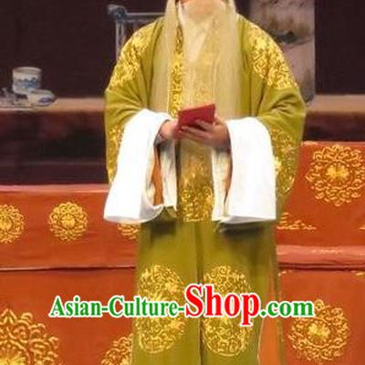 Peach Blossom Temple Chinese Ping Opera Laosheng Costumes and Headwear Pingju Opera Elderly Male Apparels Old Man Clothing