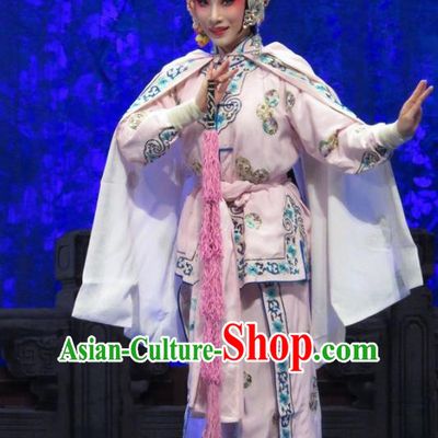 Chinese Ping Opera Swordsplay Female Costumes Apparels and Headpieces Yang Bajie You Chun Traditional Pingju Opera Martial Lady Dress Garment