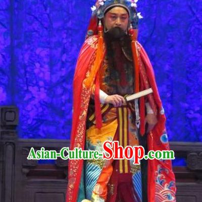 Yang Bajie You Chun Chinese Ping Opera Elderly Male Costumes and Headwear Pingju Opera Emperor Renzong Apparels Clothing
