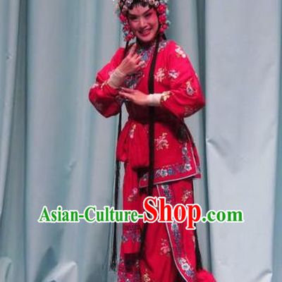 Chinese Ping Opera Young Lady Costumes Apparels and Headpieces Yang Bajie You Chun Traditional Pingju Opera Xiaodan Dress Garment