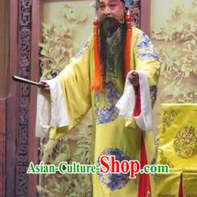 Yang Bajie You Chun Chinese Ping Opera Emperor Renzong Costumes and Headwear Pingju Opera Elderly Male Apparels Official Clothing