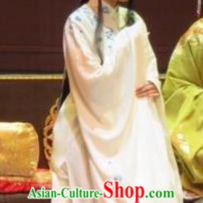 Chinese Ping Opera Noble Lady Lin Daiyu Apparels Costumes and Headpieces Baoyu and Daiyu Traditional Pingju Opera Hua Tan White Dress Garment