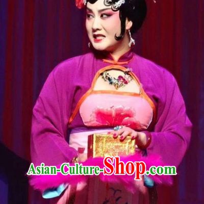 Chinese Ping Opera Procuress Apparels Costumes and Headpieces Traditional Pingju Opera The Beautiful Courtesan Madam Dress Garment