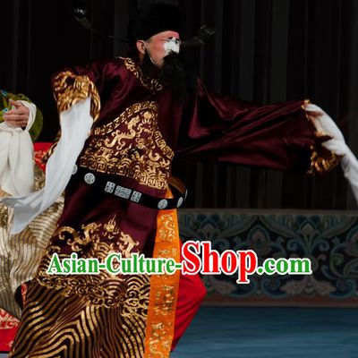 Ma Zhaoyi Chinese Ping Opera Elderly Male Costumes and Headwear Pingju Opera Laosheng Official Apparels Clothing