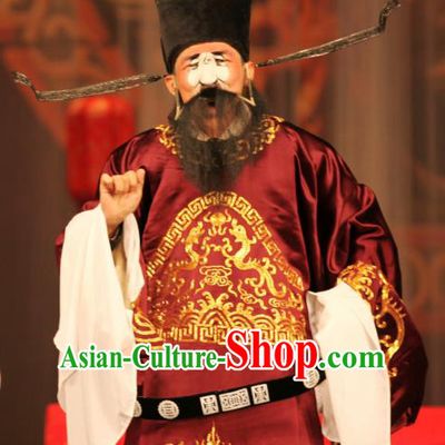 Ma Zhaoyi Chinese Ping Opera Minister Fei Wuji Costumes and Headwear Pingju Opera Official Apparels Clothing