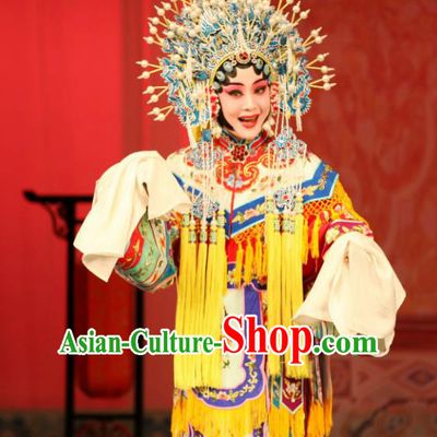 Chinese Ping Opera Hua Tan Costumes Apparels and Headpieces Ma Zhaoyi Traditional Pingju Opera Princess Meng Ying Dress Garment