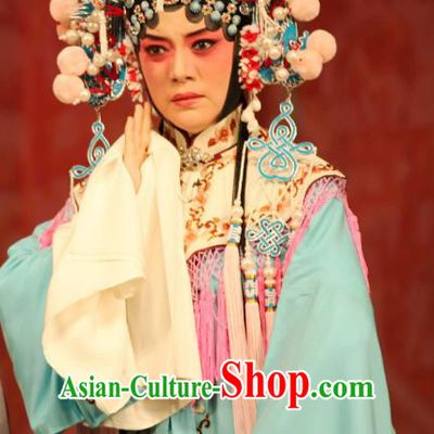 Chinese Ping Opera Hua Tan Princess Meng Ying Costumes Apparels and Headdress Ma Zhaoyi Traditional Pingju Opera Diva Dress Garment