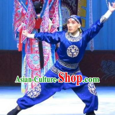 San Kan Yu Mei Chinese Ping Opera Wusheng Costumes and Headwear Pingju Opera Martial Male Apparels Clothing