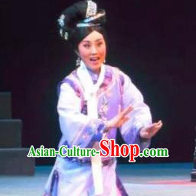 Chinese Ping Opera Qing Dynasty Court Maid Costumes Apparels and Headdress Xiaozhuang Changge Traditional Pingju Opera Palace Lady Dress Garment