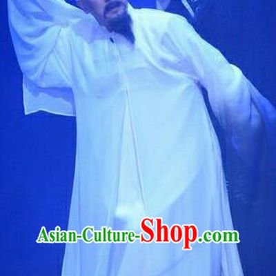 Ji Yin Chuan Qi Chinese Ping Opera Qing Dynasty Elderly Male Costumes and Headwear Pingju Opera Magistrate White Apparels Clothing
