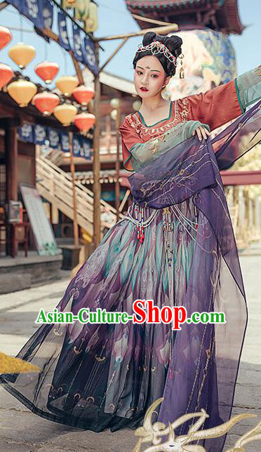 Chinese Traditional Tang Dynasty Hanfu Dress Ancient Royal Princess Embroidered Apparels Historical Costumes Chinese Traditional Tang Dynasty Hanfu Dress Ancient Royal Princess Embroidered Apparels Historical Costumes