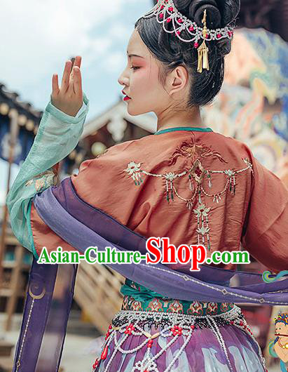 Chinese Traditional Tang Dynasty Hanfu Dress Ancient Royal Princess Embroidered Apparels Historical Costumes Chinese Traditional Tang Dynasty Hanfu Dress Ancient Royal Princess Embroidered Apparels Historical Costumes