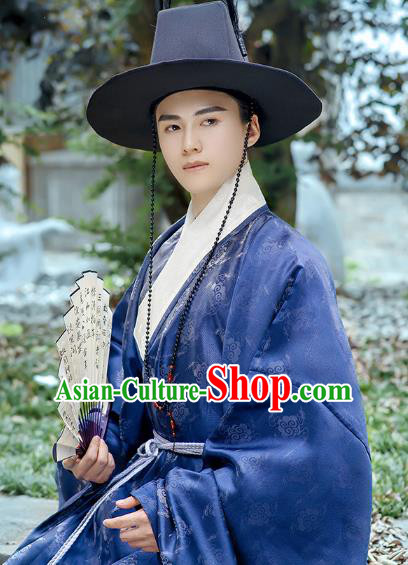 Chinese Traditional Ming Dynasty Male Hanfu Robe Ancient Taoist Apparels Historical Costumes
