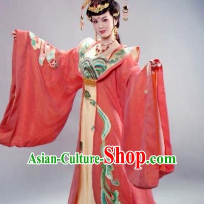 Chinese Shaoxing Opera Costumes Zhen Huan Apparels Yue Opera Diva Garment Hua Tan Imperial Consort Red Dress and Headdress