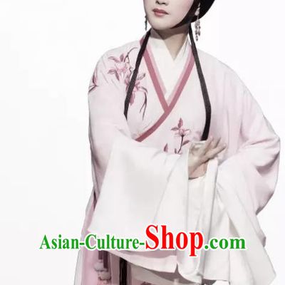 Chinese Shaoxing Opera Phoenix Tears Actress Hu Xiuying Apparels Yue Opera Hua Tan Costumes Young Lady Pink Dress Garment and Headpieces