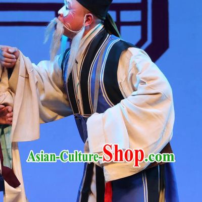 Chinese Yue Opera Chou Role Costumes and Headwear Shaoxing Opera Apparels A Tragic Marriage Elderly Male Clown Garment