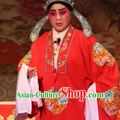 Chinese Yue Opera Young Male Zhang Qingyun Costumes Embroidered Robe and Hat Shaoxing Opera Xiao Sheng Apparels A Tragic Marriage Scholar Wedding Garment
