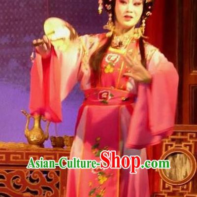 Chinese Shaoxing Opera The Wrong Red Silk Hua Tan Costumes Yue Opera Garment Young Beauty Apparels Nobility Female Dress and Headdress