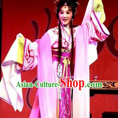 Chinese Shaoxing Opera Hua Tan Diao Chan Apparels Costumes Yue Opera Actress Garment Young Beauty Hanfu Dress and Hair Accessories