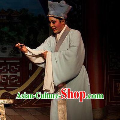 Chinese Yue Opera Xiaosheng Servant Costumes Flirting Scholar Garment Shaoxing Opera Young Male Hua An Apparels Robe and Hat
