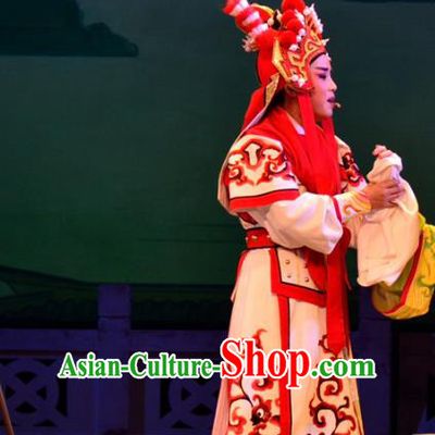 Diao Chan Chinese Yue Opera Takefu Costumes Garment Shaoxing Opera Wusheng Martial Role Apparels General Lv Bu Clothing and Headpiece