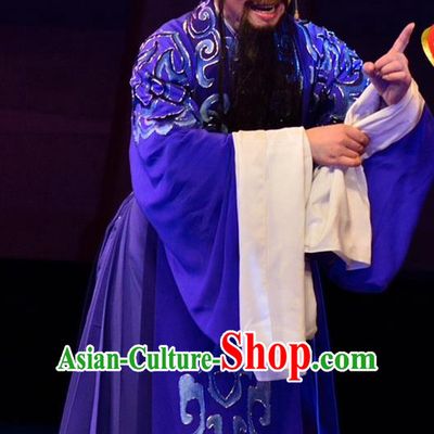 Diao Chan Chinese Yue Opera Chancellor Wang Yun Costumes Garment Shaoxing Opera Apparels Elderly Male Official Clothing and Headwear