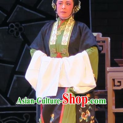 Chinese Shaoxing Opera Dame Dress Garment Dong Xiaowan And Mao Bijiang Yue Opera Lao Dan Costumes Elderly Female Apparels and Headdress