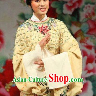 Chinese Shaoxing Opera Young Female Yellow Dress Garment Yue Opera Zhui Yu Costumes Actress Noble Lady Jin Mudan Apparels and Hair Accessories