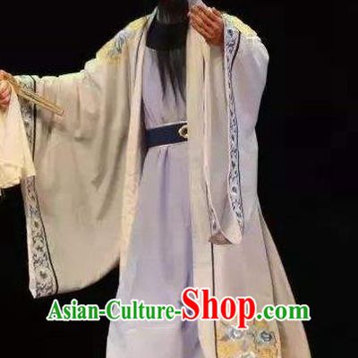 Chinese Yue Opera Elderly Male Lu You And Tang Wan Costumes and Hat Shaoxing Opera Apparels Landlord Garment