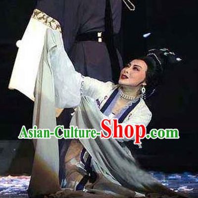 Chinese Shaoxing Opera Noble Dame Young Lady Dress Garment Yue Opera Lu You And Tang Wan Costumes Actress Hua Dan Apparels and Headpieces
