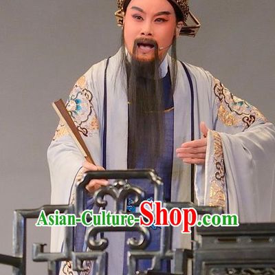 Chinese Yue Opera Ministry Councillor Lu You And Tang Wan Costumes and Hat Shaoxing Opera Apparels Landlord Elderly Male Garment