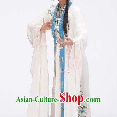 Chinese Shaoxing Opera Hua Tan White Dress and Headpieces Yue Opera Wu Nv Bai Shou Actress Garment Costumes Young Female Apparels