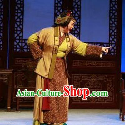 Chinese Shaoxing Opera Country Female Apparels Garment and Headdress Yue Opera Shuang Jiao Jie Qin Elderly Woman Costumes Dress