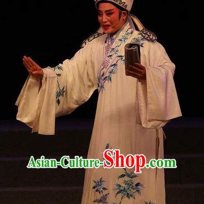 Chinese Yue Opera The Ungrateful Lover Qing Tan Young Male Costumes and Headwear Shaoxing Opera Apparels Clothing Scholar Wang Kui Garment
