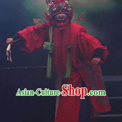 Chinese Yue Opera Assistant The Ungrateful Lover Qing Tan Garment Costumes and Headwear Shaoxing Opera Wusheng Hell Official Clothing Apparels