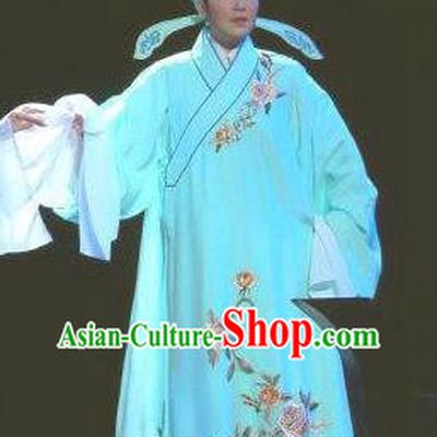 Chinese Yue Opera Scholar Robe The Ungrateful Lover Qing Tan Costumes and Headwear Shaoxing Opera Xiaosheng Wang Kui Apparels Garment