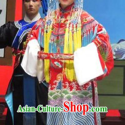 Chinese Shaoxing Opera Bride Embroidered Robe and Headwear Yue Opera Tell On Sargam Costumes Red Dress Zhang Mingzhu Garment Apparels