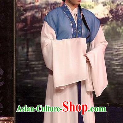 Chinese Shaoxing Opera Servant Girl Cui Yun Dress Yue Opera Wu Nv Bai Shou Xiaodan Costumes Garment Maidservant Apparels and Hair Ornament