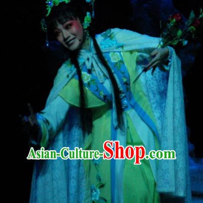 Chinese Shaoxing Opera Hua Ta Noble Lady Dress and Hair Accessories Yue Opera Apparels Tan Chun Young Female Garment Costume