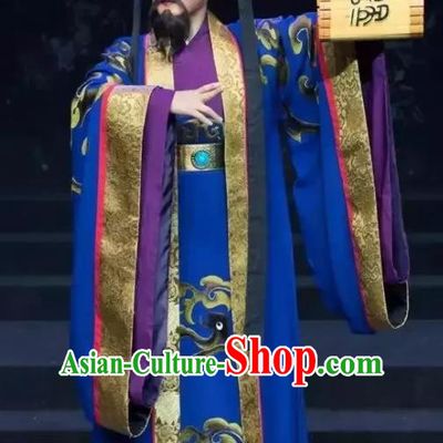 Chinese Yue Opera Minister Costumes and Headwear Han Xing Wei Yang Shaoxing Opera Apparels Garment Han Dynasty Official Clothing