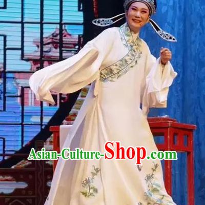 Chinese Yue Opera Young Male Costumes and Headwear A Bride For A Ride Shaoxing Opera Scholar Garment Zhou Wenbin Apparels Robe
