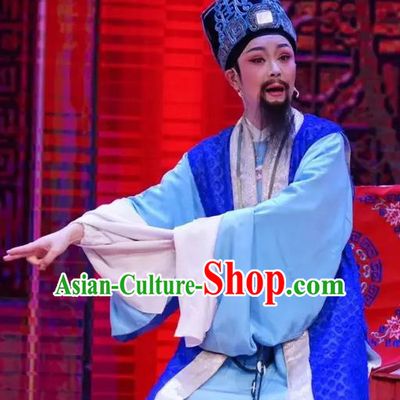 Chinese Yue Opera Elderly Male Costumes and Headwear A Bride For A Ride Shaoxing Opera Old Man Apparels Garment