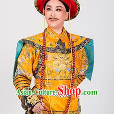 Chinese Yue Opera Emperor Garment and Headwear Romance of the King Regency Shaoxing Opera Apparels Costumes Abahai Imperial Robe